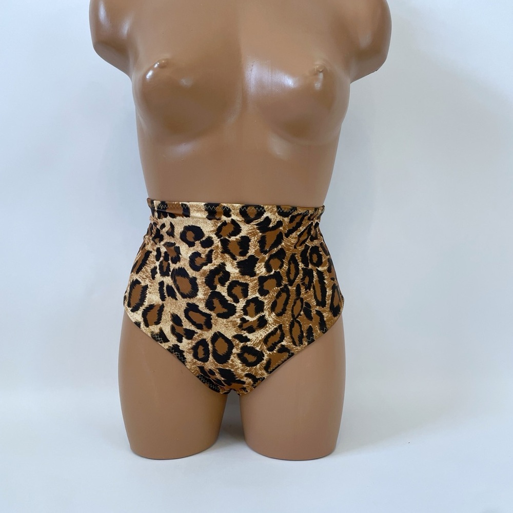 Leopard Print High-Waisted Bikini Bottom
